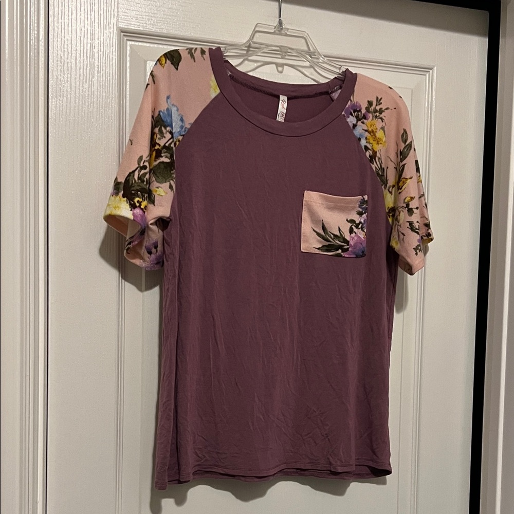 Red Lolly Floral Raglan Sleeve Pocket Tee